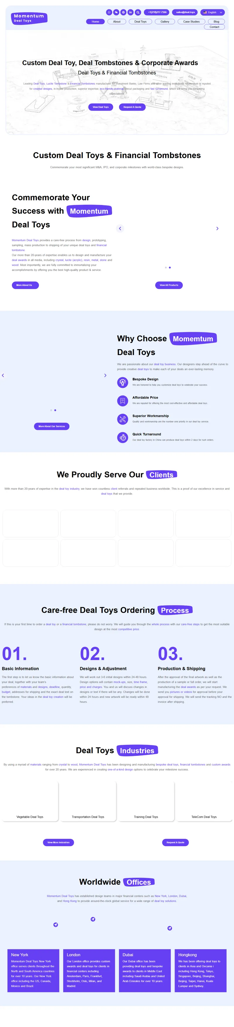 Deal Toys, Lucite Tombstones, Financial Tombstone & Awards 网页长截图
